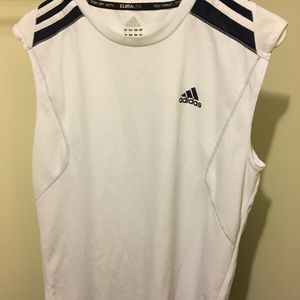Adidas Men’s White & Blue ClimaLite Athletic Shirt